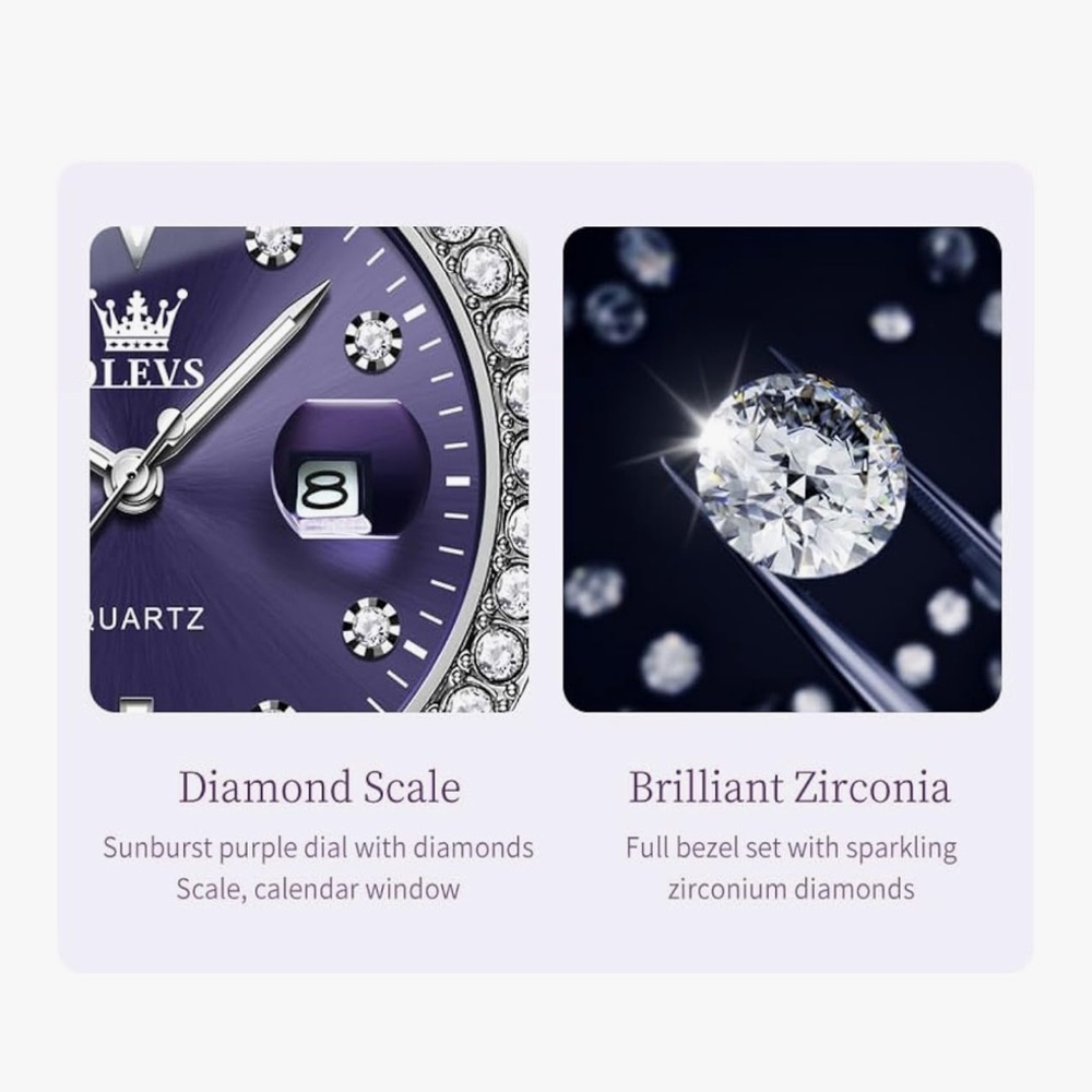 Women's Silver and Purple Quartz Watch - Picture 4 of 5